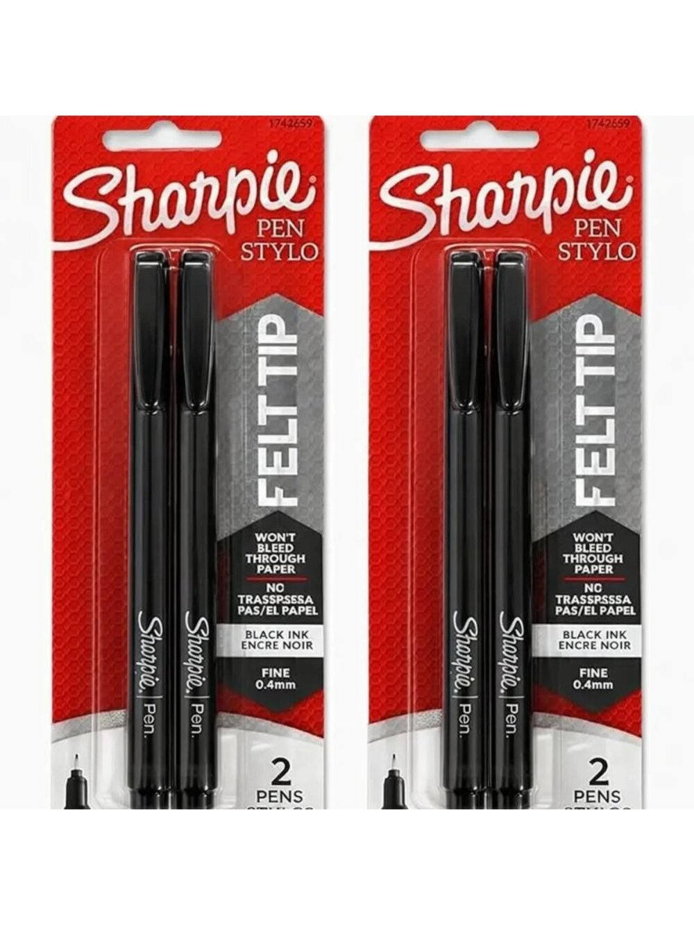 Sharpie Pen Stylo, Fine Point (0.4mm), Black Ink, 2-Pack - New